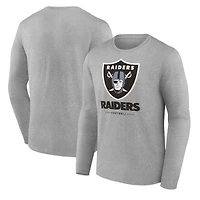 Men's Gray Las Vegas Raiders Logo Team Lockup Long Sleeve T-Shirt