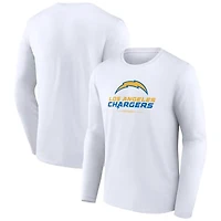 Men's White Los Angeles Chargers Logo Team Lockup Long Sleeve T-Shirt