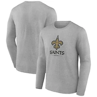 Men's Gray New Orleans Saints Logo Team Lockup Long Sleeve T-Shirt