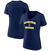 Women's Navy Milwaukee Brewers Heart and Soul V-Neck T-Shirt