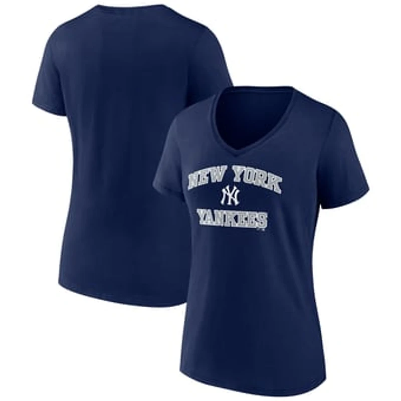 Women's Navy New York Yankees Heart and Soul V-Neck T-Shirt