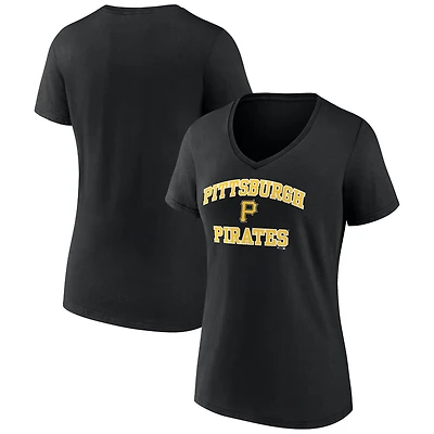 Women's Black Pittsburgh Pirates Heart and Soul V-Neck T-Shirt