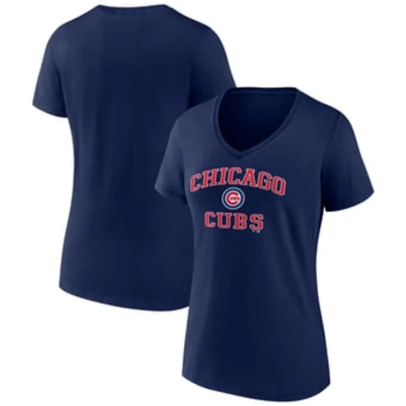 Women's Navy Chicago Cubs Heart and Soul V-Neck T-Shirt
