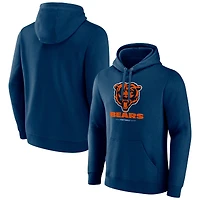 Men's Navy Chicago Bears Logo Team Lockup Fitted Pullover Hoodie