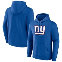 Men's Royal New York Giants Logo Team Lockup Fitted Pullover Hoodie