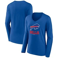 Women's Royal Buffalo Bills Logo Team Lockup Long Sleeve V-Neck T-Shirt