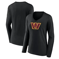Women's Washington Commanders Logo Team Lockup Long Sleeve V-Neck T-Shirt