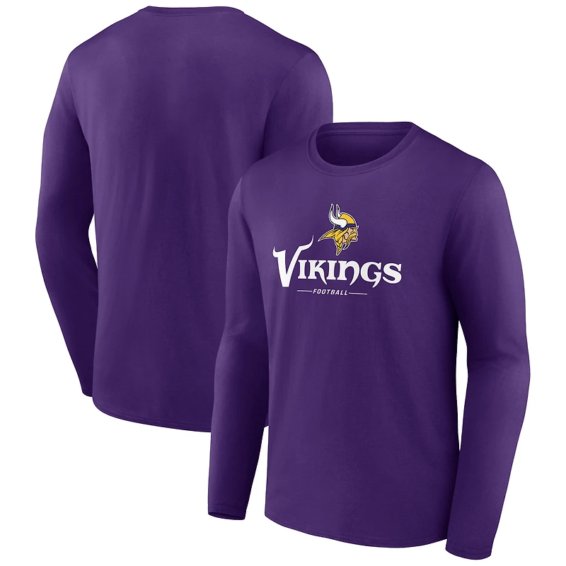 Men's Purple Minnesota Vikings Logo Team Lockup Long Sleeve T-Shirt