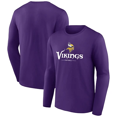 Men's Purple Minnesota Vikings Logo Team Lockup Long Sleeve T-Shirt