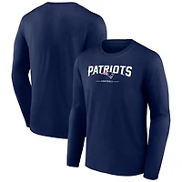 Men's Navy New England Patriots Logo Team Lockup Long Sleeve T-Shirt