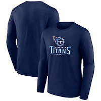 Men's Navy Tennessee Titans Logo Team Lockup Long Sleeve T-Shirt
