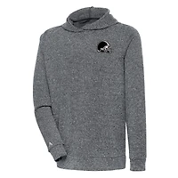 Men's Antigua Heather Charcoal Cleveland Browns Metallic Logo Absolute Pullover Hoodie