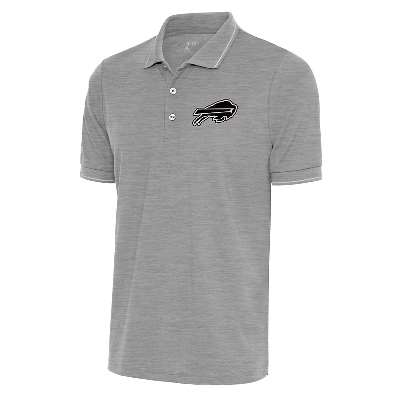 Men's Antigua Heather Gray Buffalo Bills Metallic Logo Affluent Polo