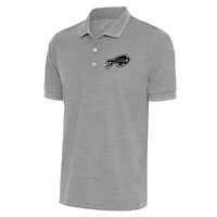 Men's Antigua Heather Gray Buffalo Bills Metallic Logo Affluent Polo
