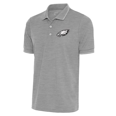 Men's Antigua Heather Gray Philadelphia Eagles Metallic Logo Affluent Polo