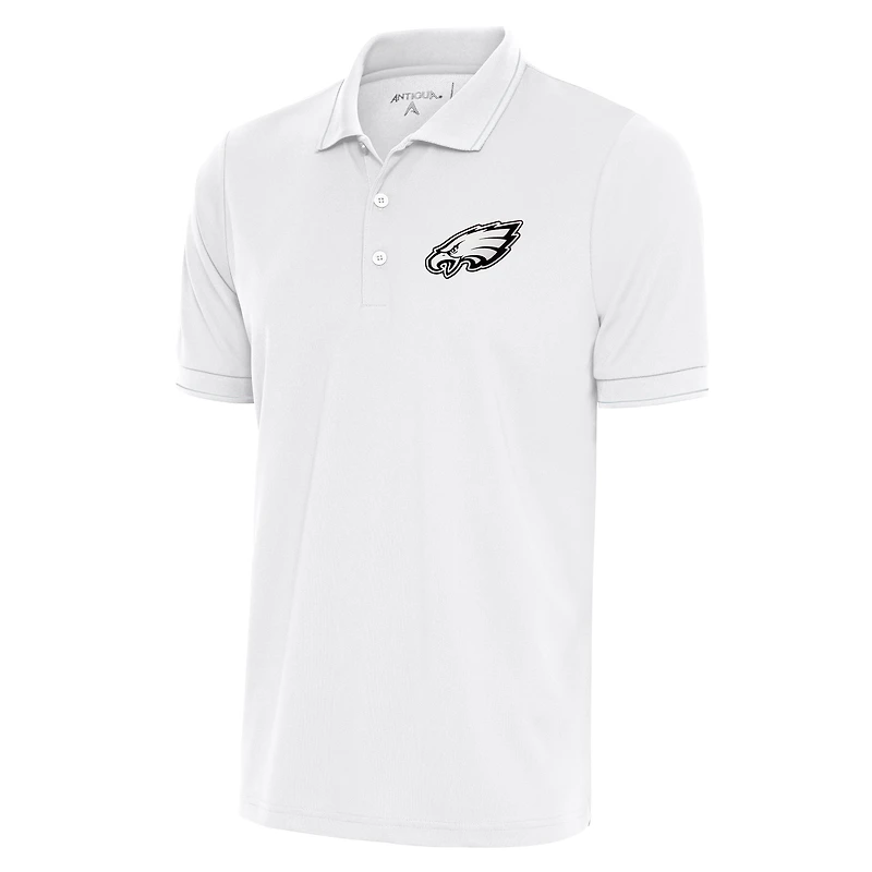 Men's Antigua White Philadelphia Eagles Metallic Logo Affluent Polo