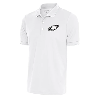 Men's Antigua White Philadelphia Eagles Metallic Logo Affluent Polo
