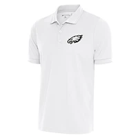 Men's Antigua White Philadelphia Eagles Metallic Logo Affluent Polo