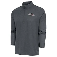 Men's Antigua Heather Charcoal Baltimore Ravens Metallic Logo Epic Quarter-Zip Pullover Top