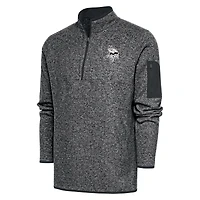 Men's Antigua Heather Charcoal Minnesota Vikings Metallic Logo Fortune Quarter-Zip Jacket
