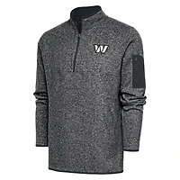 Men's Antigua Heather Charcoal Washington Commanders Metallic Logo Fortune Quarter-Zip Jacket
