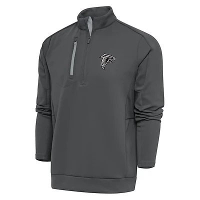 Men's Antigua Charcoal Atlanta Falcons Metallic Logo Generation Quarter-Zip Pullover Top