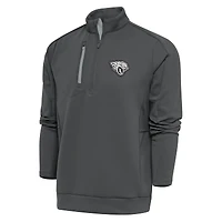 Men's Antigua Charcoal Jacksonville Jaguars Metallic Logo Generation Quarter-Zip Pullover Top