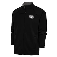 Men's Antigua Black Jacksonville Jaguars Metallic Logo Links Full-Zip Golf Jacket
