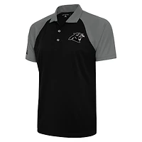 Men's Antigua Black/Gray Carolina Panthers Metallic Logo Nova Polo