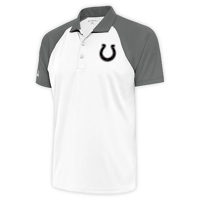 Men's Antigua White/Gray Indianapolis Colts Metallic Logo Nova Polo
