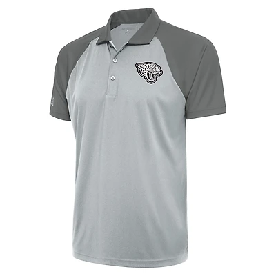Men's Antigua Silver/Gray Jacksonville Jaguars Metallic Logo Nova Polo
