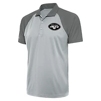 Men's Antigua Silver/Gray New York Jets Metallic Logo Nova Polo