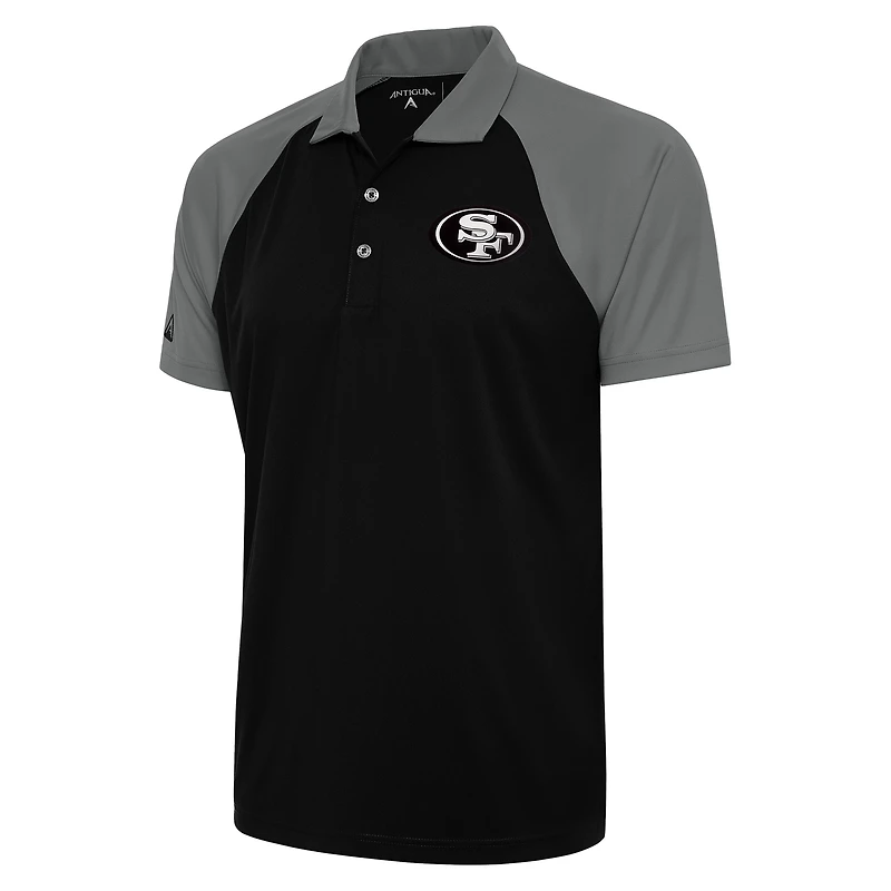 Men's Antigua Black/Gray San Francisco 49ers Metallic Logo Nova Polo