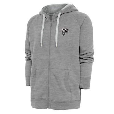 Men's Antigua Heather Gray Atlanta Falcons Metallic Logo Victory Full-Zip Hoodie