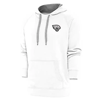 Men's Antigua White Jacksonville Jaguars Metallic Logo Victory Pullover Hoodie
