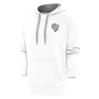 Men's Antigua White Los Angeles Rams Metallic Logo Victory Pullover Hoodie