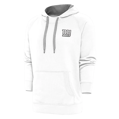 Men's Antigua White New York Giants Metallic Logo Victory Pullover Hoodie