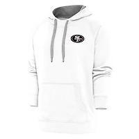 Men's Antigua White San Francisco 49ers Metallic Logo Victory Pullover Hoodie