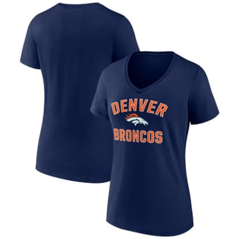 Women's Navy Denver Broncos Victory Arch Team V-Neck T-Shirt