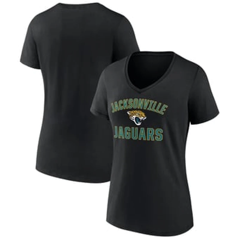 Women's Black Jacksonville Jaguars Victory Arch Team V-Neck T-Shirt