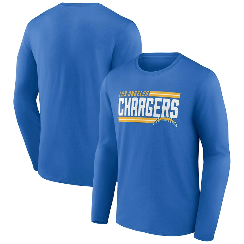 Men's Powder Blue Los Angeles Chargers On Side Stripe Team Long Sleeve T-Shirt
