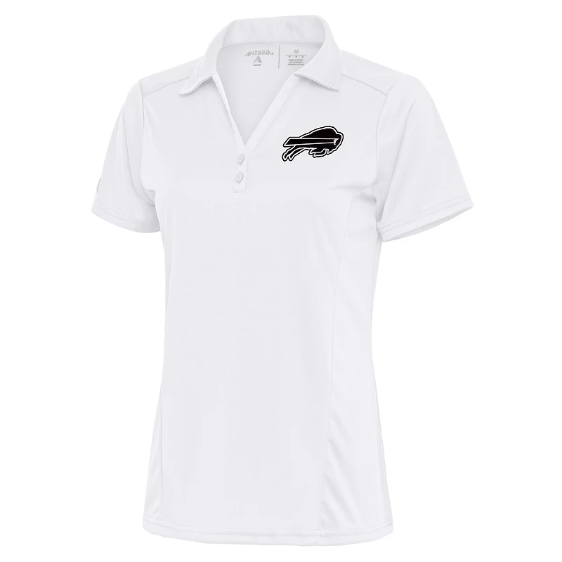 Women's Antigua White Buffalo Bills Metallic Logo Tribute Polo