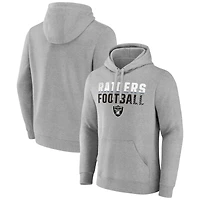 Men's Heather Gray Las Vegas Raiders Team Fade Out Fitted Pullover Hoodie