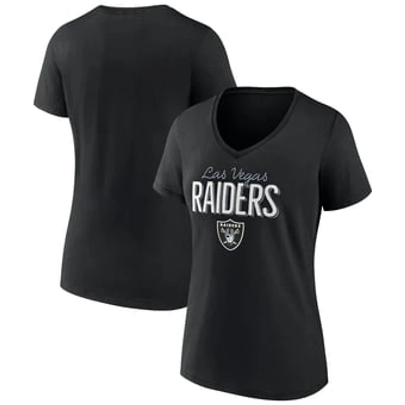 Women's Black Las Vegas Raiders Nostalgia V-Neck T-Shirt