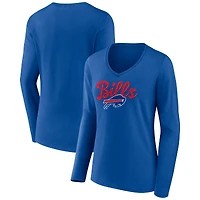 Women's Royal Buffalo Bills Freehand Team Long Sleeve V-Neck T-Shirt