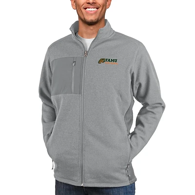 Men's Antigua Heather Gray Florida A&M Rattlers Course Full-Zip Jacket