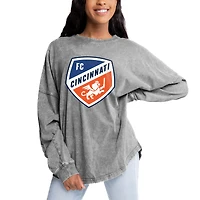 Women's Gameday Couture Gray FC Cincinnati Faded Wash Pullover Sweatshirt