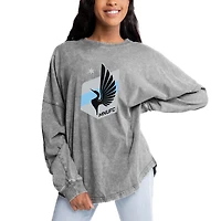 Women's Gameday Couture Gray Minnesota United FC Faded Wash Pullover Sweatshirt