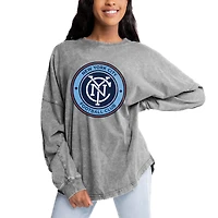 Women's Gameday Couture Gray New York City FC Faded Wash Pullover Sweatshirt