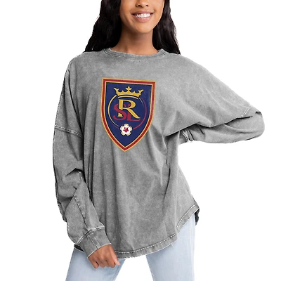 Women's Gameday Couture Gray Real Salt Lake Faded Wash Pullover Sweatshirt